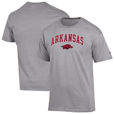 T-shirt à logo Arch Over Champion gris chiné Arkansas Razorbacks pour homme
