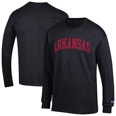 T-shirt à manches longues noir basique Arkansas Razorbacks pour homme