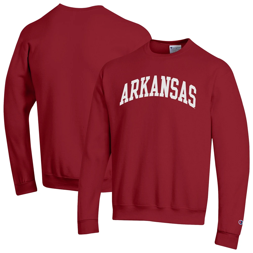 Men's Champion  Cardinal Arkansas Razorbacks Basic Arch Fleece Pullover Sweatshirt