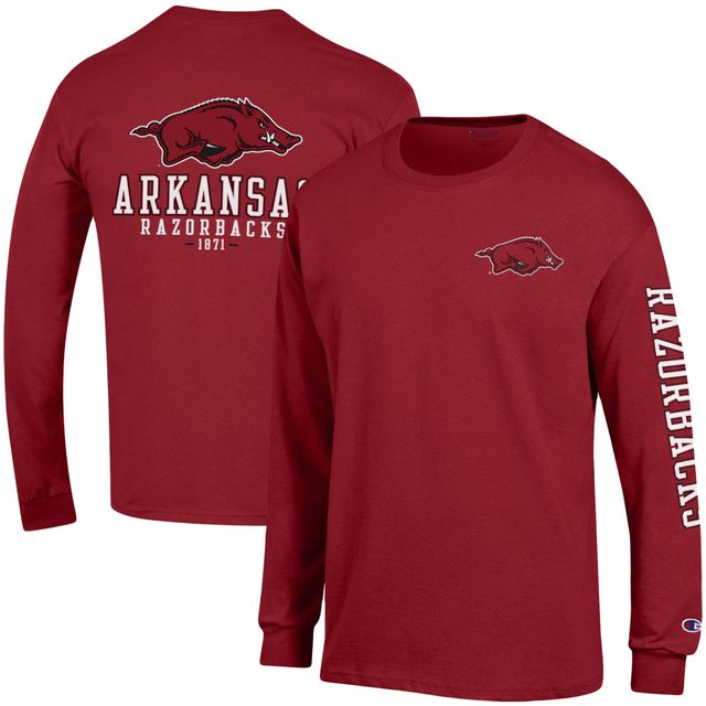 Champion Cardinal Arkansas Razorbacks Team Stack T-shirt à manches longues pour homme