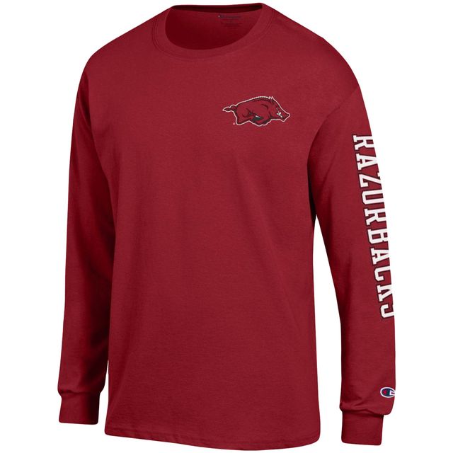 Champion Cardinal Arkansas Razorbacks Team Stack T-shirt à manches longues pour homme