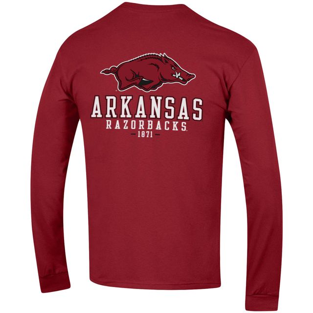 Champion Cardinal Arkansas Razorbacks Team Stack T-shirt à manches longues pour homme
