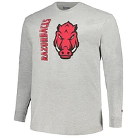 Men's Champion Heather Gray Arkansas Razorbacks Big & Tall Mascot Long Sleeve T-Shirt