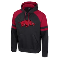 Men's Colosseum  Black Arkansas Razorbacks Todd Raglan Pullover Hoodie