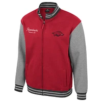 Men's Colosseum  Cardinal Arkansas Razorbacks Ambi-Turner Full-Zip Varsity Jacket