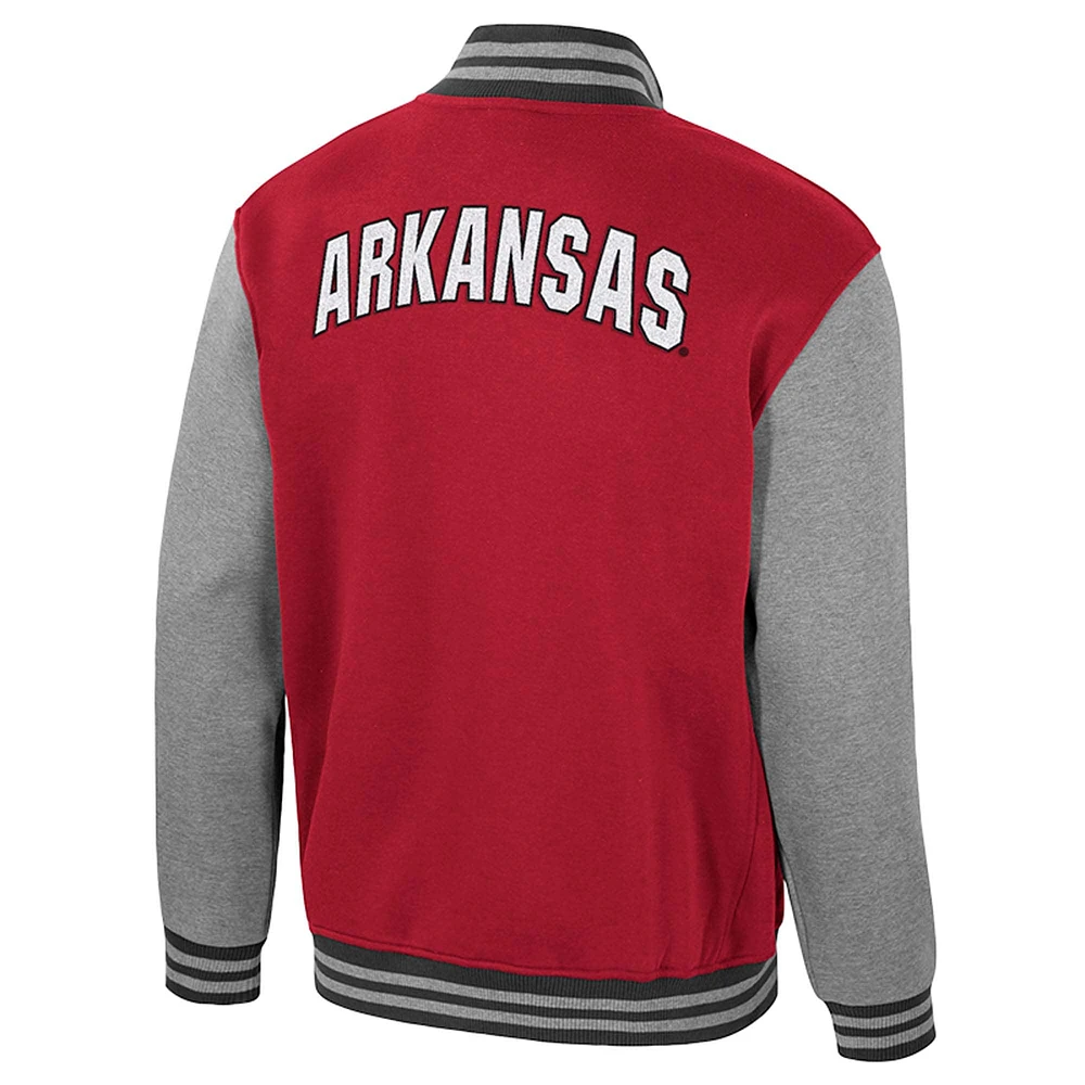Men's Colosseum  Cardinal Arkansas Razorbacks Ambi-Turner Full-Zip Varsity Jacket
