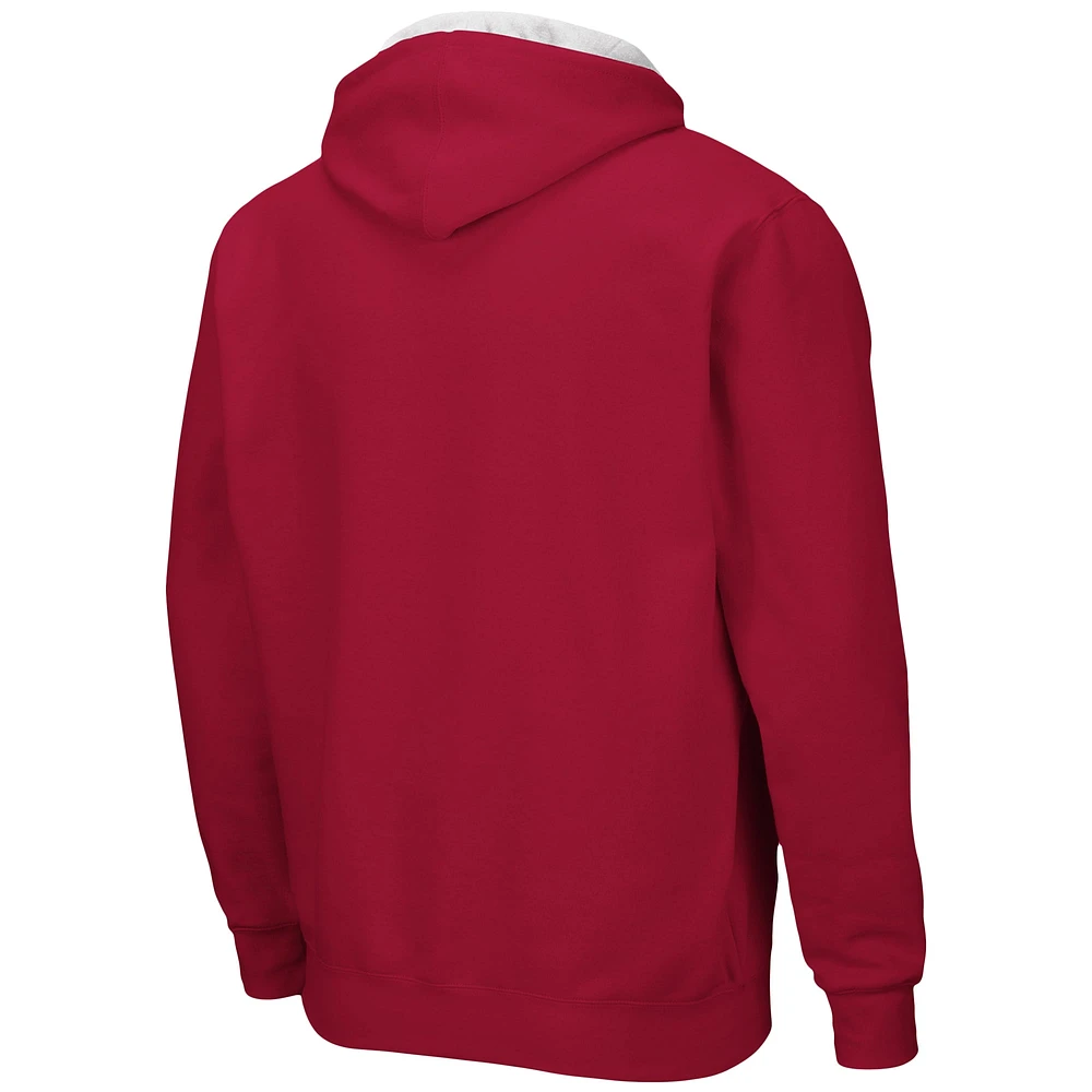 Men's Colosseum Cardinal Arkansas Razorbacks Arch & Logo 3.0 Full-Zip Hoodie