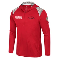 Men's Colosseum Cardinal Arkansas Razorbacks OHT Military Appreciation Quarter-Zip Hoodie Jacket
