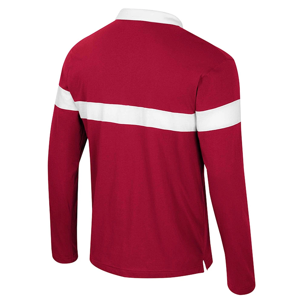 Men's Colosseum  Cardinal Arkansas Razorbacks Too Cool For School Long Sleeve Polo