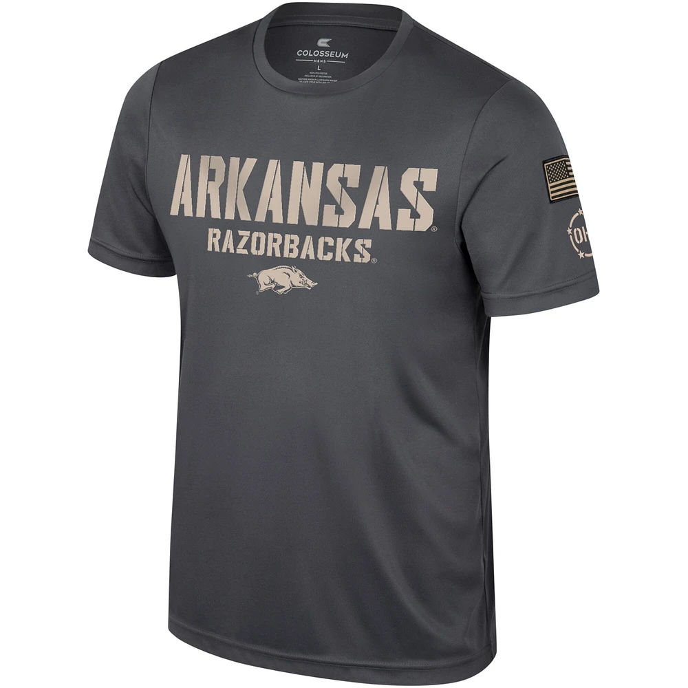 Men's Colosseum Charcoal Arkansas Razorbacks OHT Military Appreciation  T-Shirt