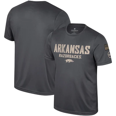 T-shirt d'appréciation militaire Colosseum Charcoal Arkansas Razorbacks OHT pour hommes