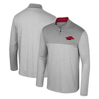 Men's Colosseum Gray Arkansas Razorbacks Tuck Quarter-Zip Top