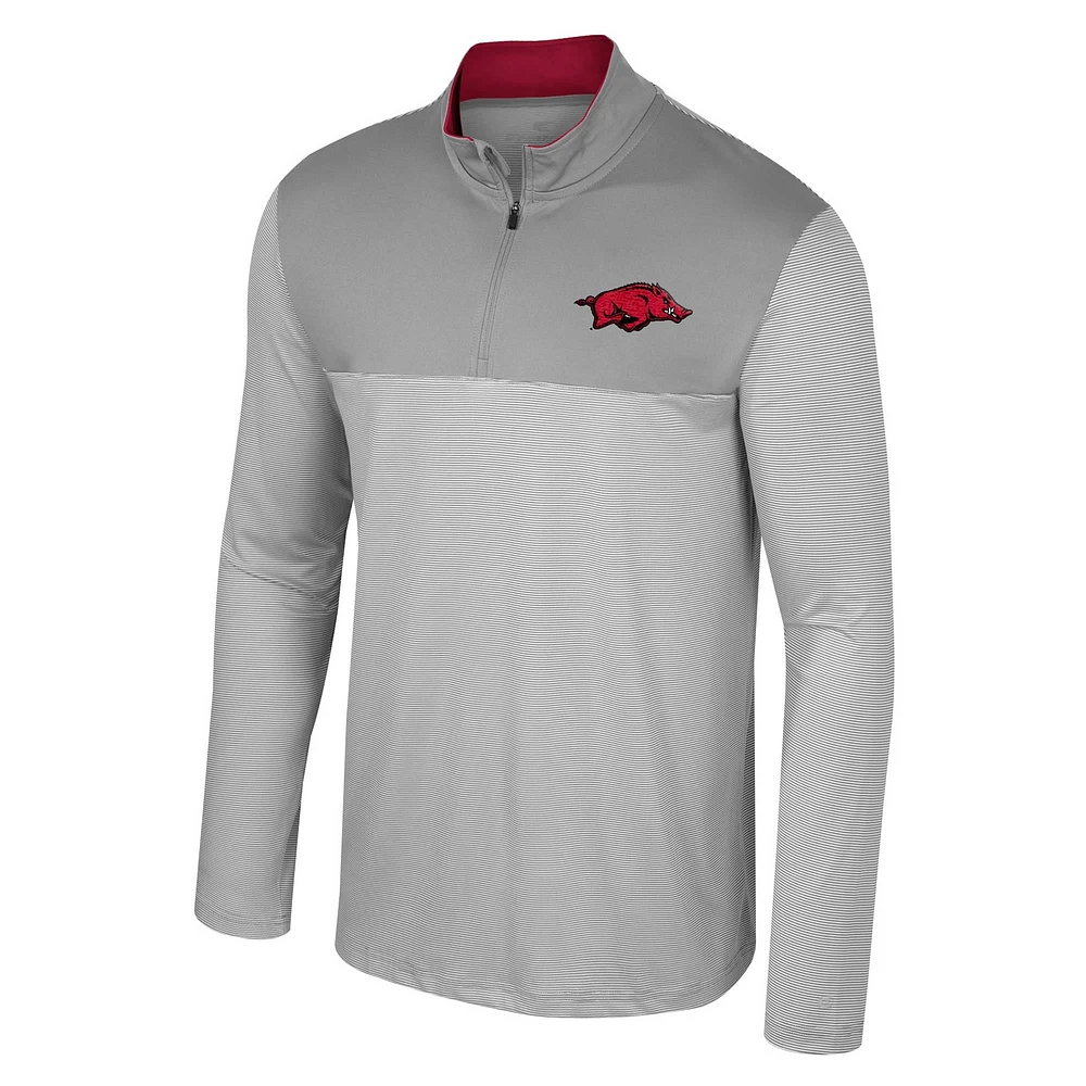 Men's Colosseum Gray Arkansas Razorbacks Tuck Quarter-Zip Top