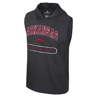 Débardeur à capuche sans manches Colosseum Heather Black Arkansas Razorbacks pour hommes