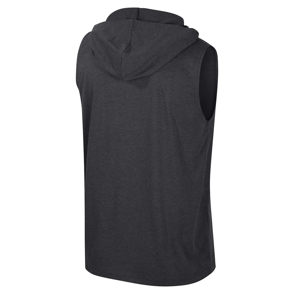 Débardeur à capuche sans manches Colosseum Heather Black Arkansas Razorbacks pour hommes