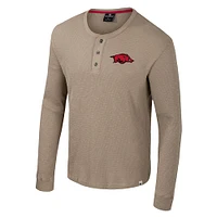 Men's Colosseum  Tan Arkansas Razorbacks Great Outdoors Henley Long Sleeve Shirt