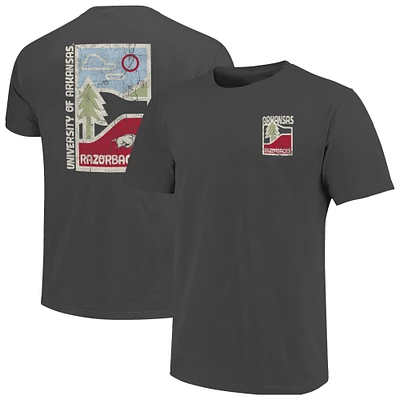 T-shirt graphite Arkansas Razorbacks Comfort Colors pour homme, motif graphique effet vieilli, style minimaliste Vista