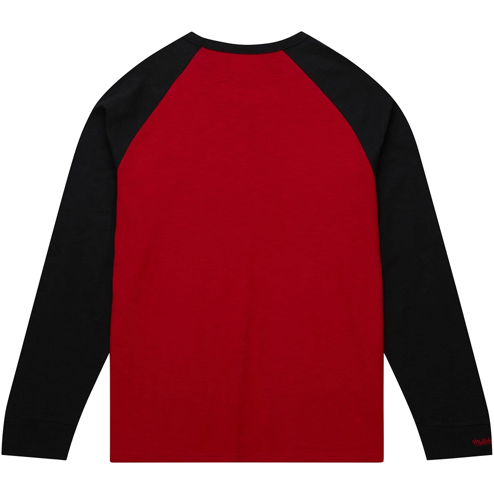Men's Mitchell & Ness Cardinal Arkansas Razorbacks Legendary Slub Raglan Long Sleeve T-Shirt