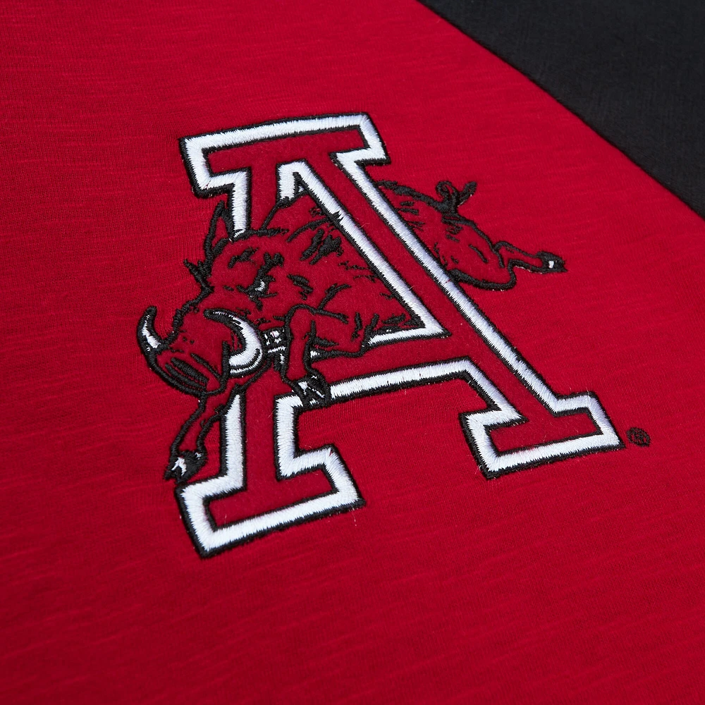 Men's Mitchell & Ness Cardinal Arkansas Razorbacks Legendary Slub Raglan Long Sleeve T-Shirt