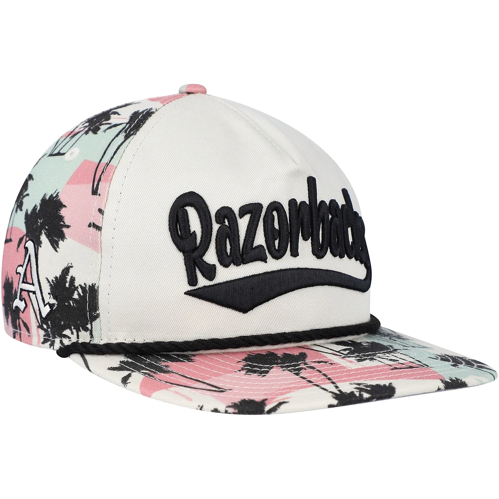 Men's New Era Cream Arkansas Razorbacks High Tide Golfer Snapback Hat