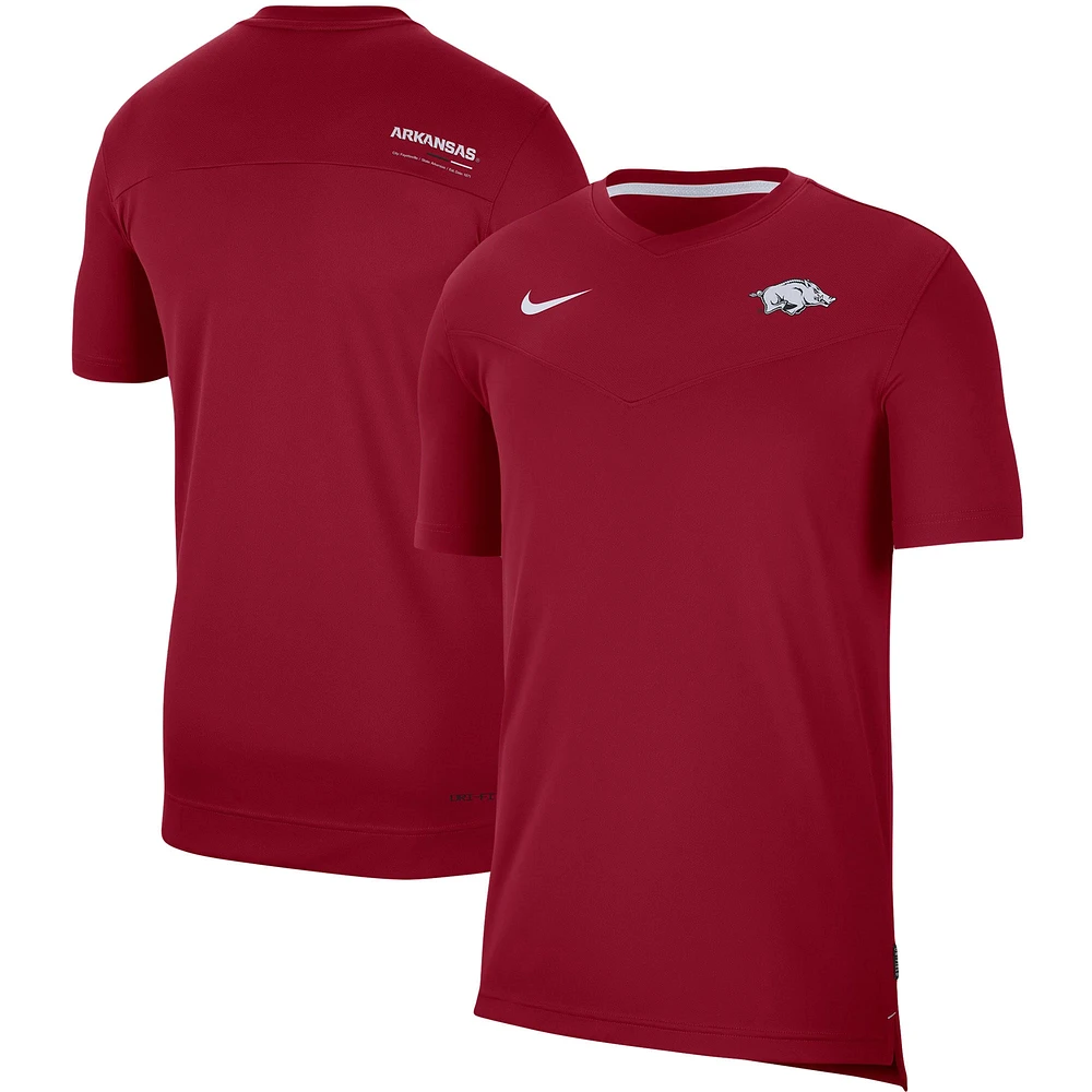 Men's Nike Cardinal Arkansas Razorbacks 2022 Coaches UV Performance T-Shirt
