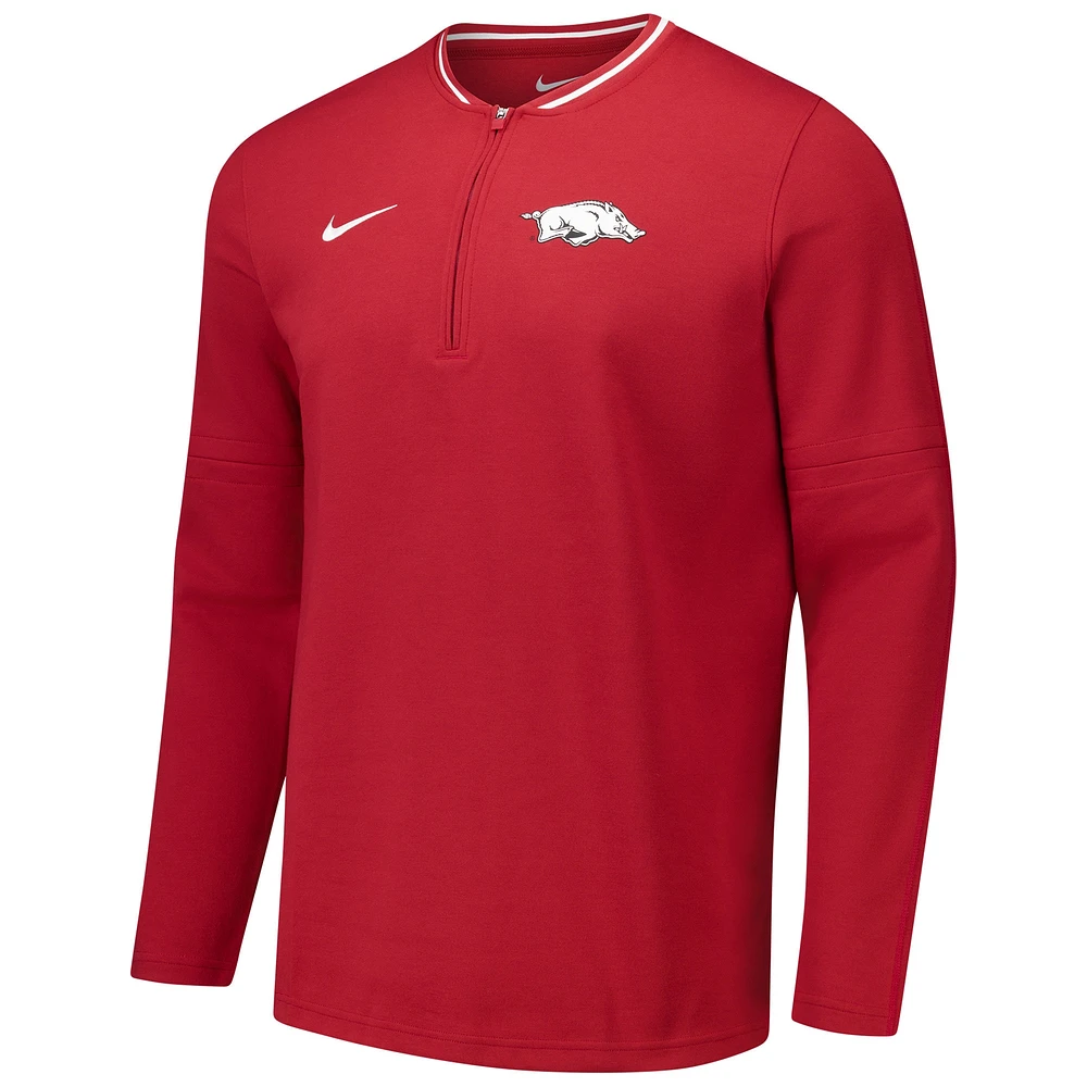 Veste Nike Cardinal Arkansas Razorbacks Coaches à quart de zip pour homme