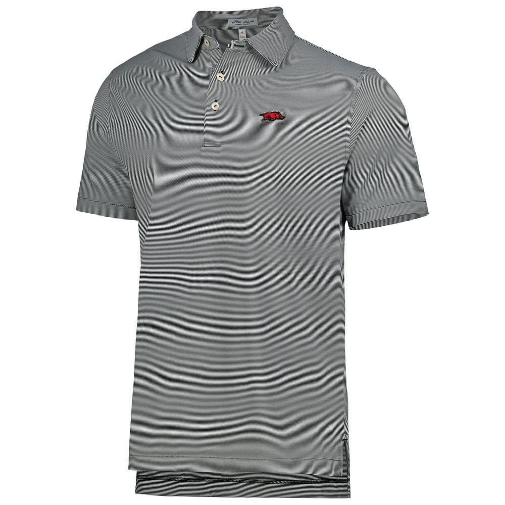 Men's Peter Millar Black Arkansas Razorbacks Jubilee Striped Performance Jersey Polo