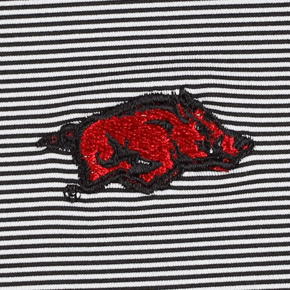 Men's Peter Millar Black Arkansas Razorbacks Jubilee Striped Performance Jersey Polo