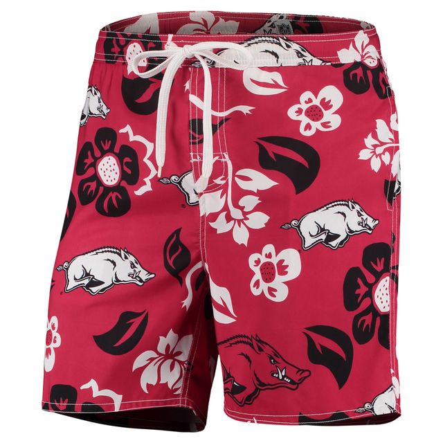 Maillot de bain Wes & Willy Cardinal Arkansas Razorbacks Floral Volley Logo pour homme