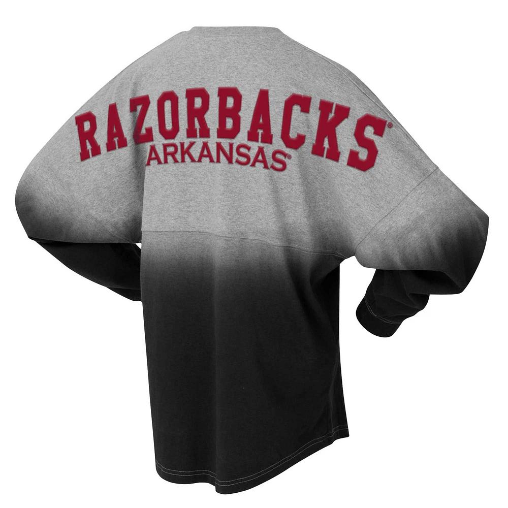 Unisex Spirit Jersey Black/Gray Arkansas Razorbacks Ombre Long Sleeve T-Shirt