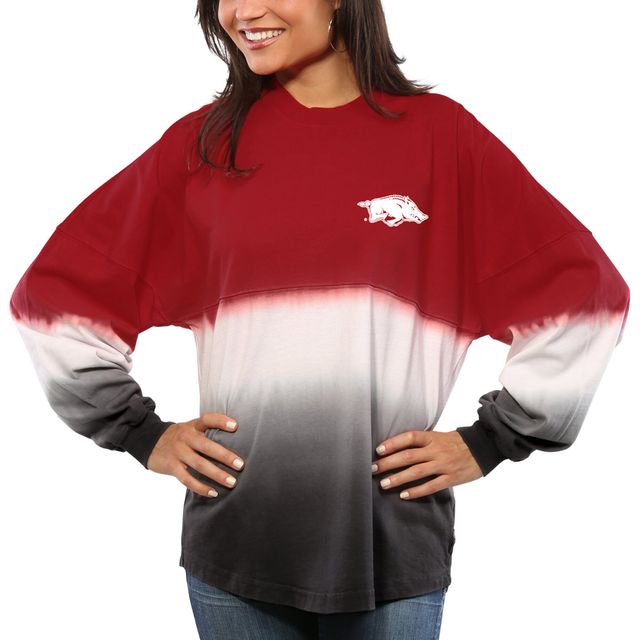 Maillot Femme Cardinal Arkansas Razorbacks Ombre Long Sleeve Dip-Dyed Spirit