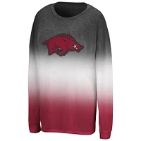 Women's Colosseum Black Arkansas Razorbacks Winkle Dip Dye Long Sleeve T-Shirt