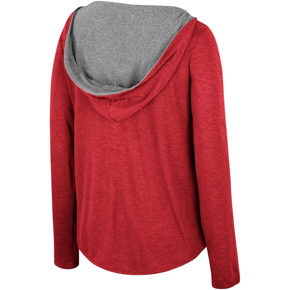Women's Colosseum  Cardinal Arkansas Razorbacks Distressed Heather Long Sleeve Hoodie T-Shirt