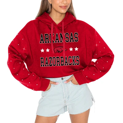 Sweat à capuche court strass Gameday Couture Cardinal Arkansas Razorbacks pour femme