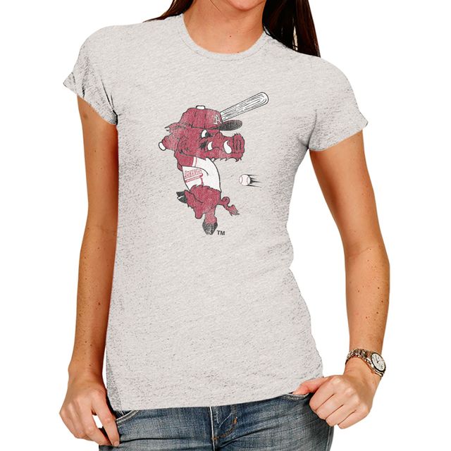 T-shirt en trois mélanges Original Retro Brand Arkansas Razorbacks gris pour femme