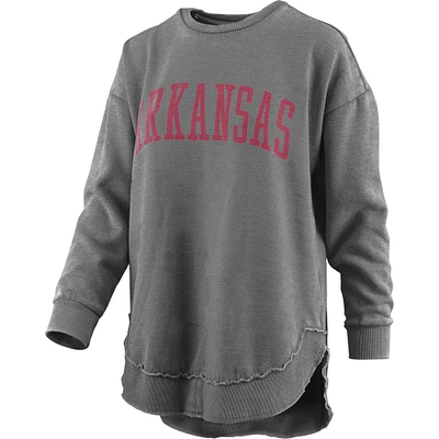 Sweat-shirt Pressbox Arkansas Razorbacks Vintage Wash noir pour femme