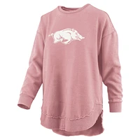 Women's Pressbox Pink Arkansas Razorbacks Poncho Fleece Pullover Sweatshirt