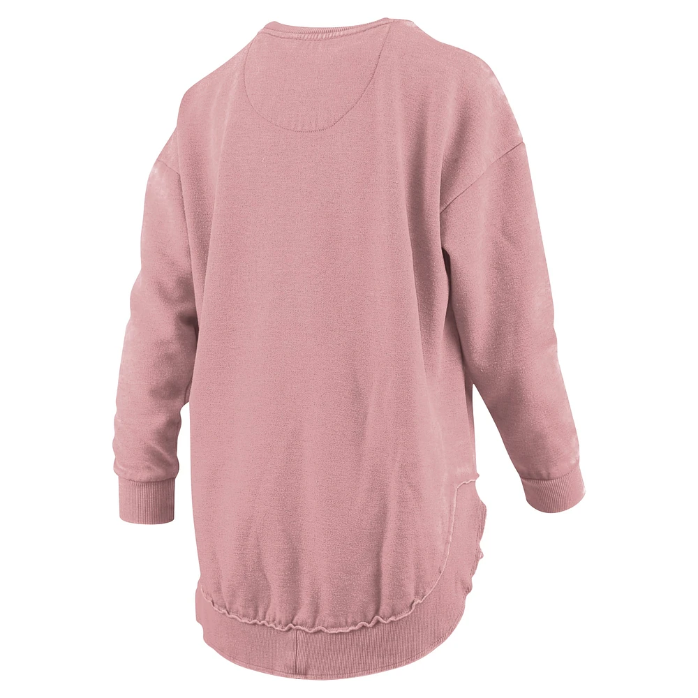 Women's Pressbox Pink Arkansas Razorbacks Poncho Fleece Pullover Sweatshirt