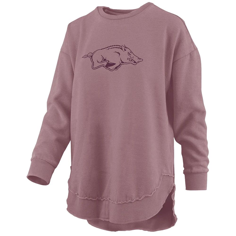 Women's Pressbox Pink Arkansas Razorbacks Poncho Fleece Pullover Sweatshirt