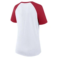T-shirt à col cranté raglan pour femme Profile White/Cardinal Arkansas Razorbacks, grande taille, Best Squad