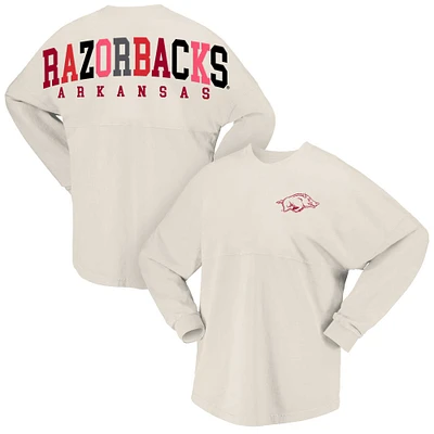 T-shirt à manches longues pour femmes Spirit Jersey Tan Arkansas Razorbacks Rainbow Arch