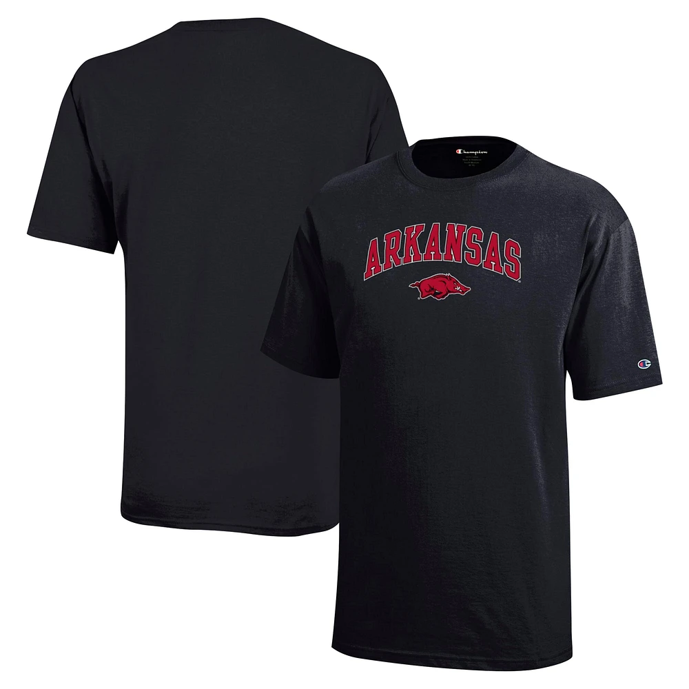 T-shirt noir Arkansas Razorbacks Arch Over Logo pour jeunes champions