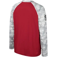 Youth Colosseum Cardinal/Camo Arkansas Razorbacks OHT Military Appreciation Dark Star Raglan Long Sleeve T-Shirt