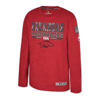 Youth Colosseum Heather Cardinal Arkansas Razorbacks OHT Military Appreciation Oorah Long Sleeve T-Shirt