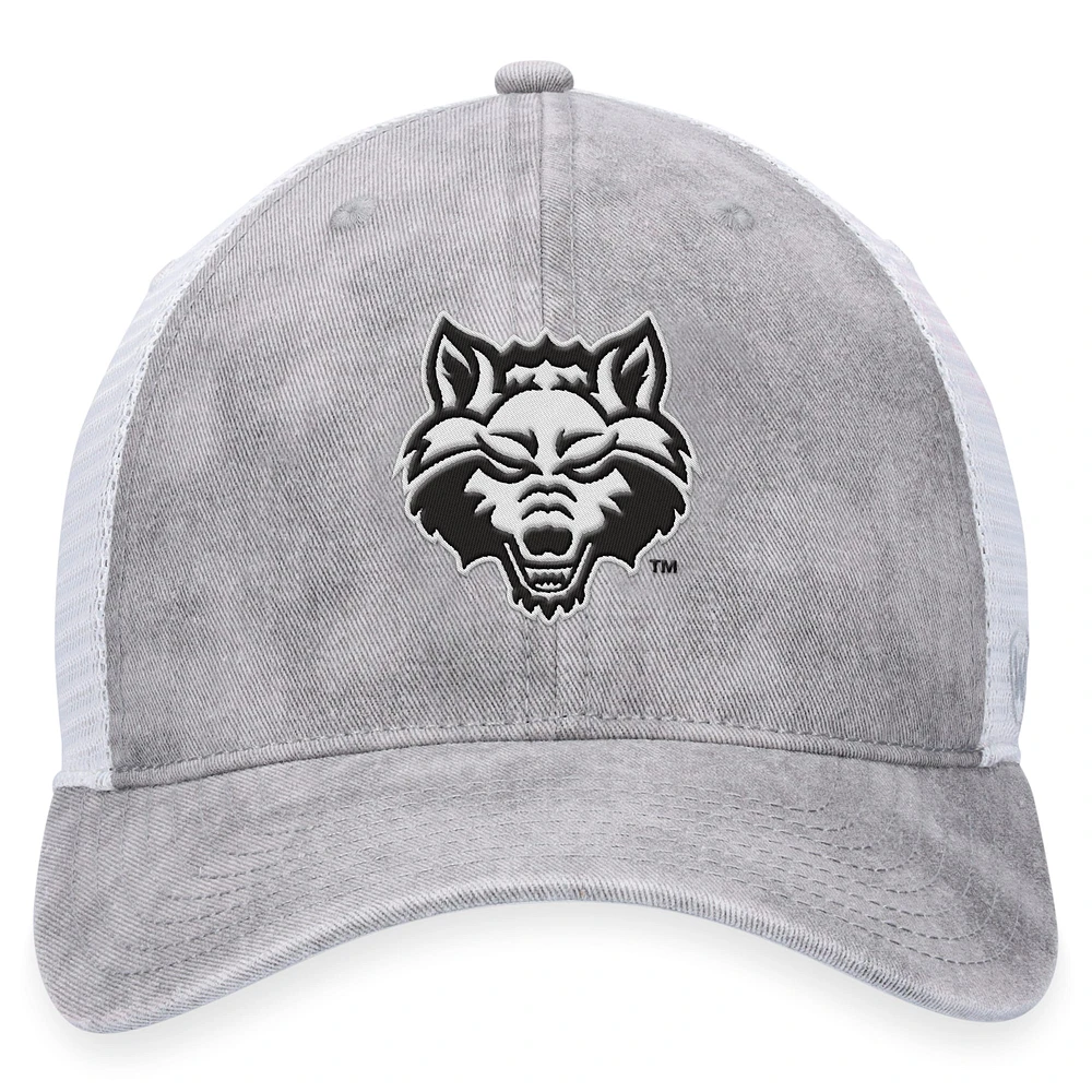Men's Top of the World Gray/White Arkansas State Red Wolves Slate Trucker Adjustable Hat