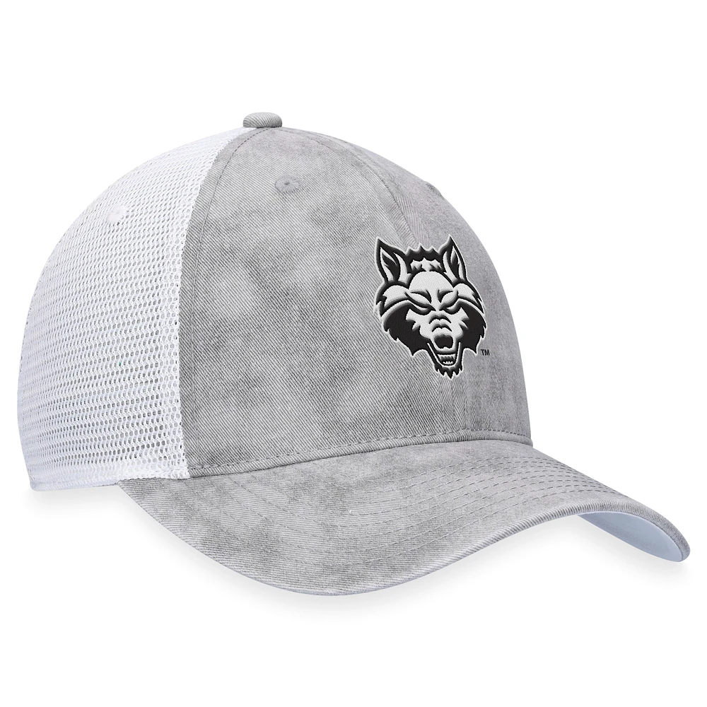 Men's Top of the World Gray/White Arkansas State Red Wolves Slate Trucker Adjustable Hat