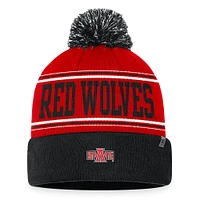 Men's Top of the World Scarlet Arkansas State Red Wolves Draft Cuffed Knit Hat with Pom