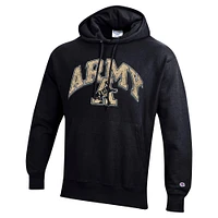 Men's Champion Black Army Knights Vault Late Night Reverse Weave Pullover Hoodie