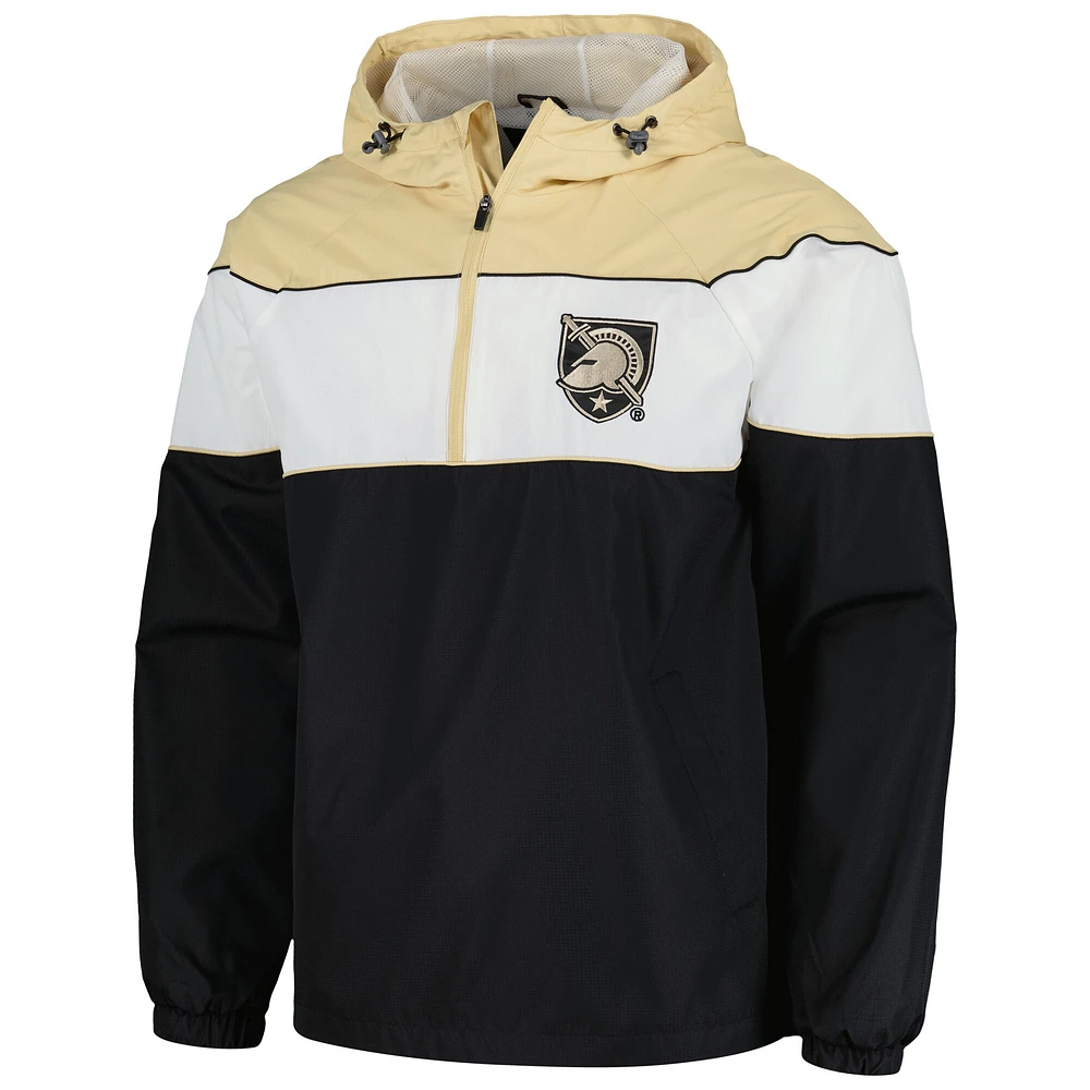 Men's G-III Sports by Carl Banks Black Army Knights Center Line Half-Zip Raglan Hoodie Jacket