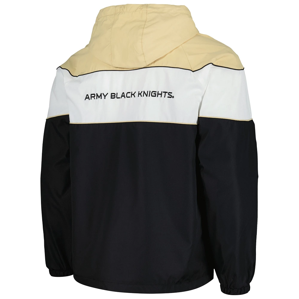 Men's G-III Sports by Carl Banks Black Army Knights Center Line Half-Zip Raglan Hoodie Jacket